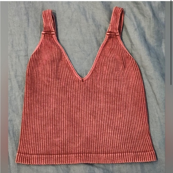 NWOT Free People Intimately Washed Pink Brown Ribbed Tank Top Size XS/S - Picture 4 of 7